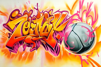 make graffiti tag with spray paint textures for your logo