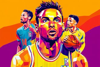 draw wpap pop art sport portrait