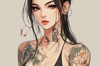 do tattoo design, traditional, anime, japanese mockup