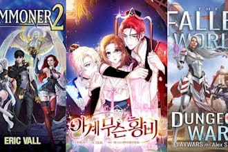 draw webnovel  anime webtoon cover art shonen dnd anime couple book cover design