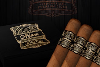 design a creative premium cigar brand, label, box and cigar logo for your