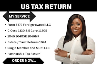 do US tax filing, US tax returns, llc tax, business tax 1120 5472 1040 cpa
