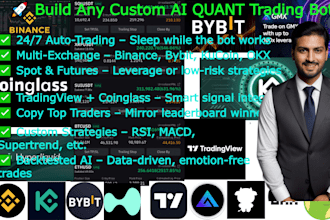create trading  bot for binance, tradingview indicators pinescript, bybit kucoin