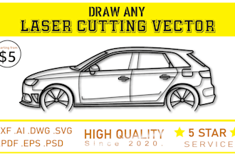 draw custom vector illustration for laser cutting engraving