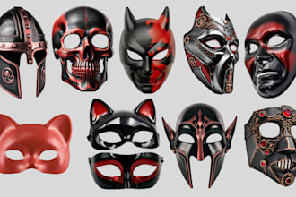 do 3d custom mask, printable mask, 3d helmet, helmet and cosplay, oni mask model