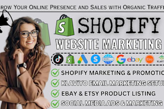 setup shopify marketing, etsy promotion, ebay traffic, boost shopify sales
