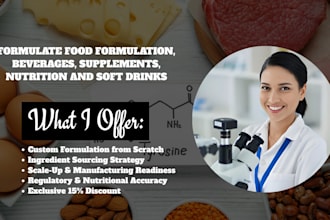 formulate food formulation, beverages, supplements, nutrition and soft drinks