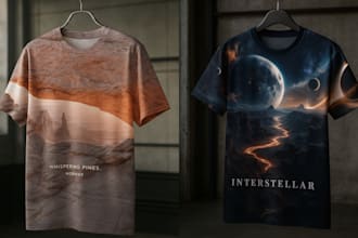 design trendy tshirts for gaming, movies, nature and more