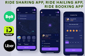 develop ride sharing app, ride hailing app, like bolt, indrive, heetch