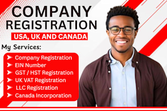 register your business as a US llc, UK ltd, canada company incorporation