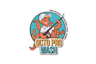 make octopus mascot logo for a commercial cleaning