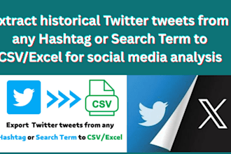 extract historical twitter tweets from any hashtag or keywords to CSV or excel