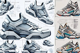 design 3d shoe sneakers leather boot footwear shoe tech pack for manufacturing