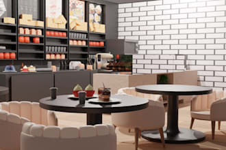 redesign modern dessert interior,cake bakery,coffee counter design,furniture set