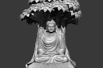 3d religious sculpture design, ancient monuments, symbolic statues, marble art
