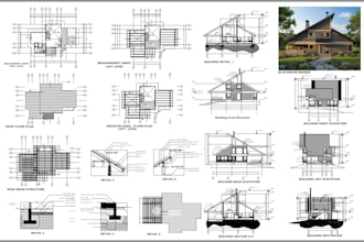 do floorplans, elevations, sections, site plan, roof, mep city permit in autocad