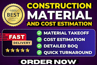 construction cost estimation material takeoff on bluebeam, plan swift