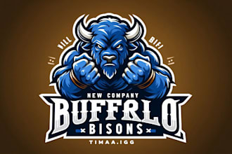 illustrate amazing buffalo bisons mascot logo avatars for your business