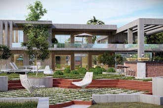 craft 3d contemporary farm house,outdoor lounge,3d beach garden,minimalist patio