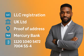 do llc formaton UK ltd USA bank mercury tax filling 5472 1040 1120 ss4 from