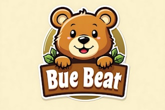draw teddy bear cartoon character and mascot logo design