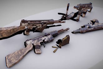 create 3d weapons, gun, swords, axe, dagger, arrow, props, objects, games assets