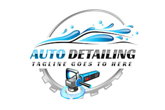 make modern auto detailing, car wash, and automotive logo design