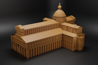 design 3d architect model gothic,tower art mountain, church landscape minis, stl