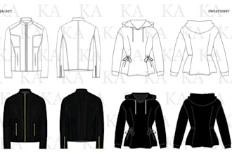 create detailed flat sketches and illustrations as per your requirements