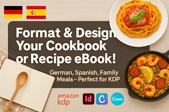 format design, german cookbook, spanish chef recipe ebook family meal guide kdp
