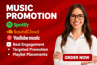 promote music soundcloud spotify youtube itunes social media real organic stream