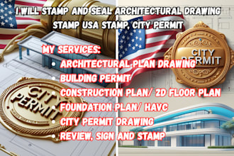 stamp and seal architectural drawing stamp USA stamp, city permit