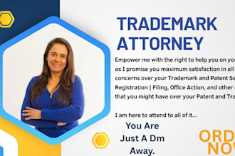 conduct patent and trademark search, tm filing for US and non US, office action