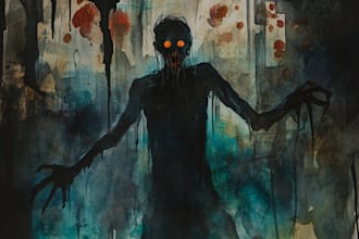 make a fantasy horror character art and illustration