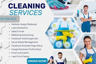 do commercial cleaning lead, office cleaning landing page, cleaning services web