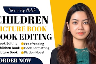 edit,proofread and format your children book, picture book,fiction novel, memoir