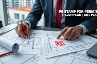 provide pe stamp, city permit, architectural stamp, floor plan, mep, site plan
