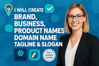 create brand business product names domain name tagline slogan