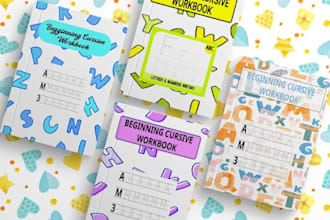 design editable canva self help journal planner, KDP kids handwriting workbook