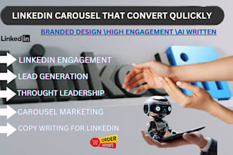 design high engagement linkedin carousel written post for your business or brand