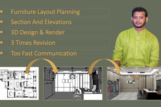 render of your single room office in 3d rendering interior
