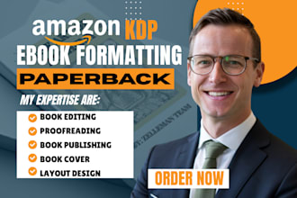 do amazon KDP book formatting,kindle ebook formatting, paperback,and publishing