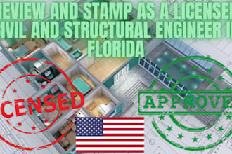 review and stamp as a licensed civil and structural engineer in florida