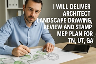 deliver architect landscape drawing, review and stamp mep plan for tn, ut, ga