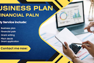write business plan, pitch deck, financial plan and grant proposal