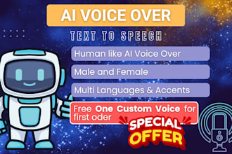 provide realistic ai voice over for your project