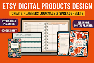 design editable, hyperlinked digital planners and journals for your etsy shop