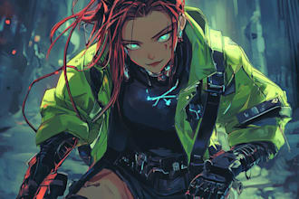 draw futuristic, cyberpunk, fantasy art in any style for you