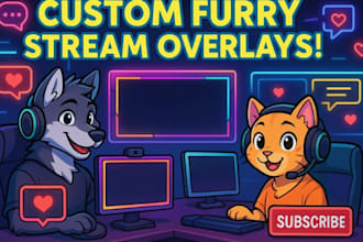 design custom furry twitch overlays and discord emotes