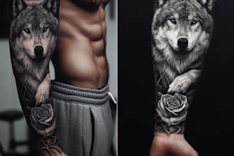 create a custom tattoo design , tattoo sleeve in realism